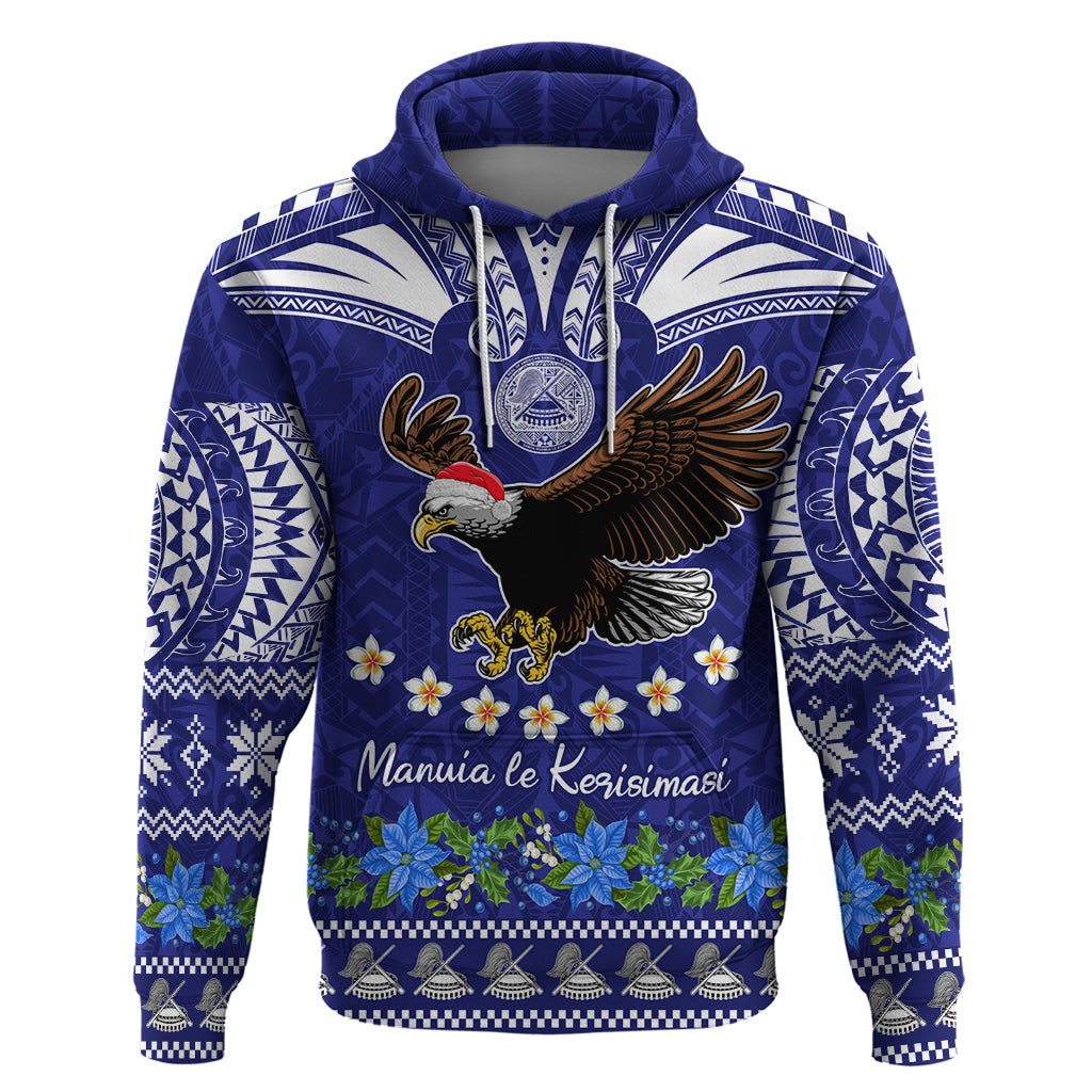 Personalised American Samoa Christmas Hoodie Manuia le Kerisimasi Polynesian Tribal - Wonder Print Shop