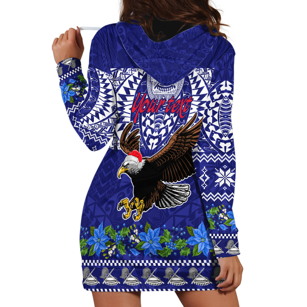 Personalised American Samoa Christmas Hoodie Dress Manuia le Kerisimasi Polynesian Tribal - Wonder Print Shop
