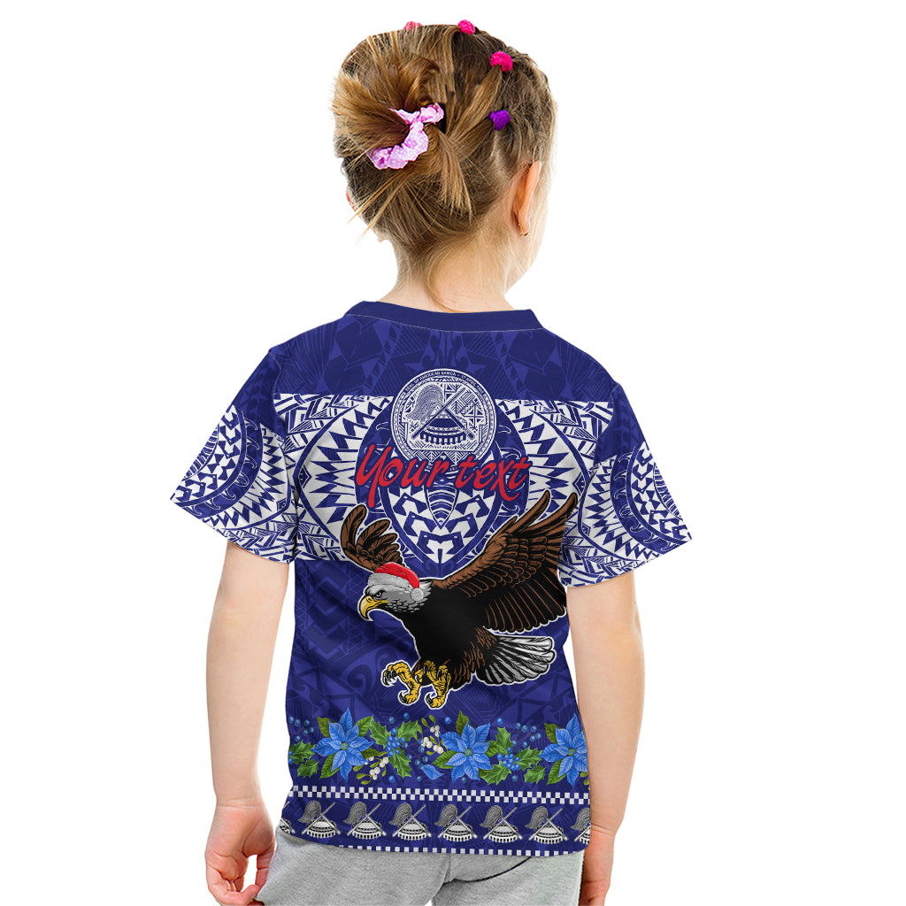 Personalised American Samoa Christmas Kid T Shirt Manuia le Kerisimasi Polynesian Tribal - Wonder Print Shop