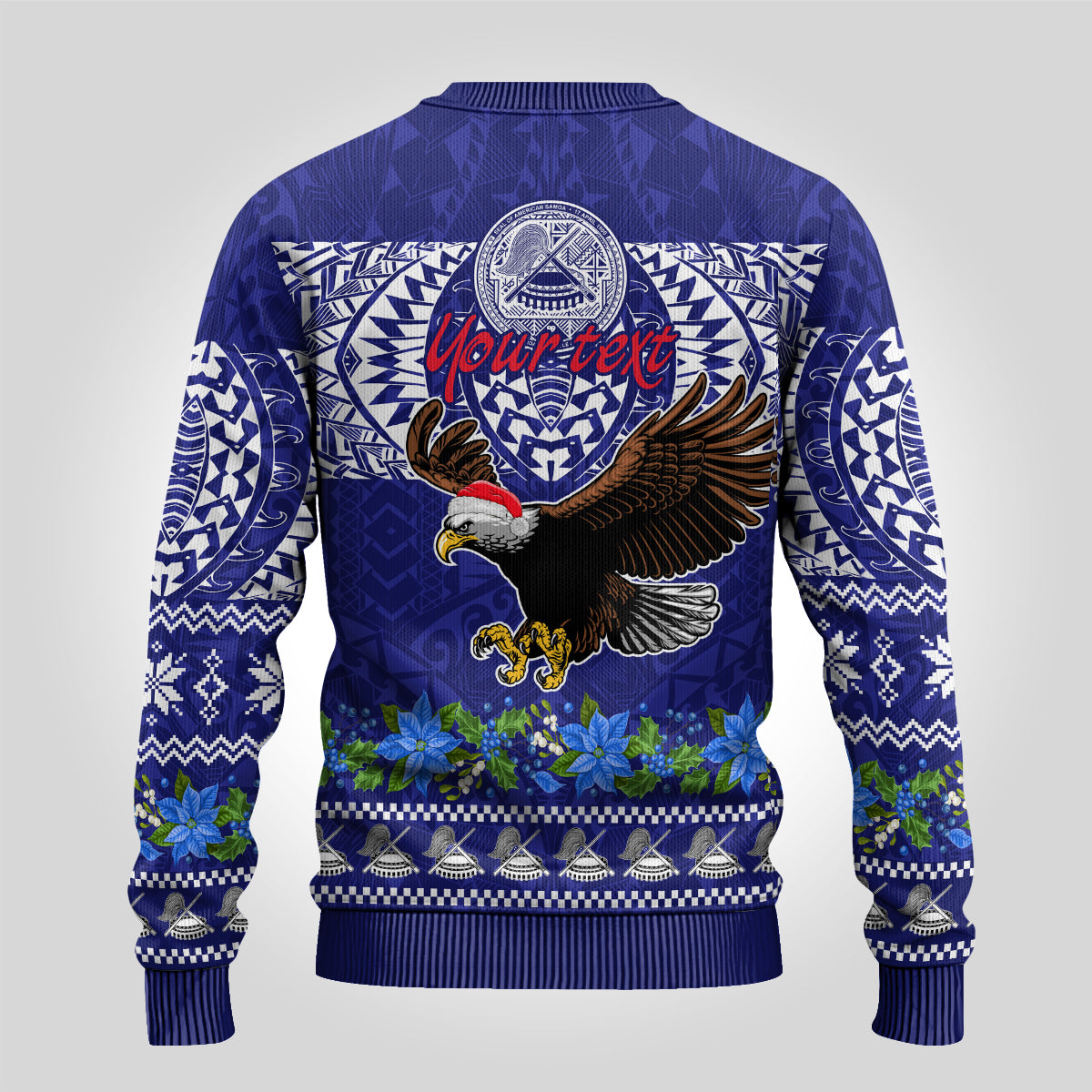 Personalised American Samoa Christmas Ugly Christmas Sweater Manuia le Kerisimasi Polynesian Tribal - Wonder Print Shop