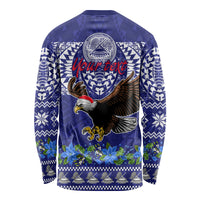 Personalised American Samoa Christmas Long Sleeve Shirt Manuia le Kerisimasi Polynesian Tribal - Wonder Print Shop