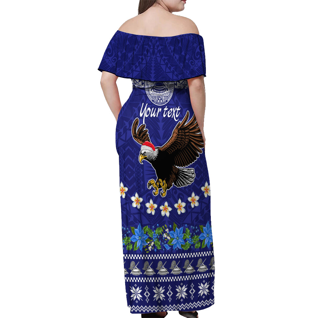 Personalised American Samoa Christmas Off Shoulder Maxi Dress Manuia le Kerisimasi Polynesian Tribal - Wonder Print Shop