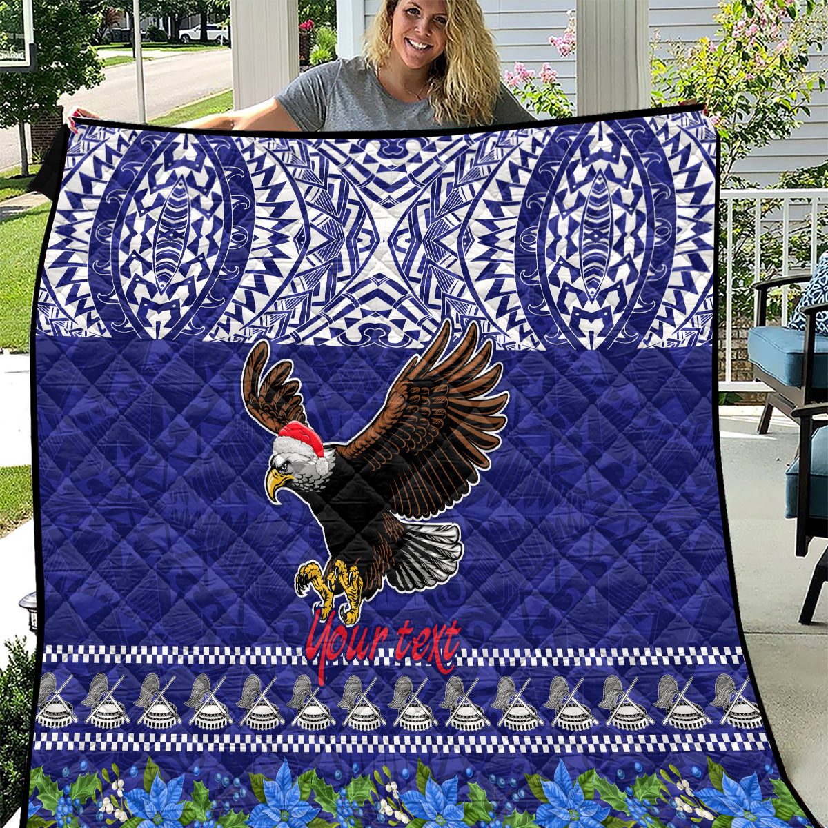 Personalised American Samoa Christmas Quilt Manuia le Kerisimasi Polynesian Tribal - Wonder Print Shop