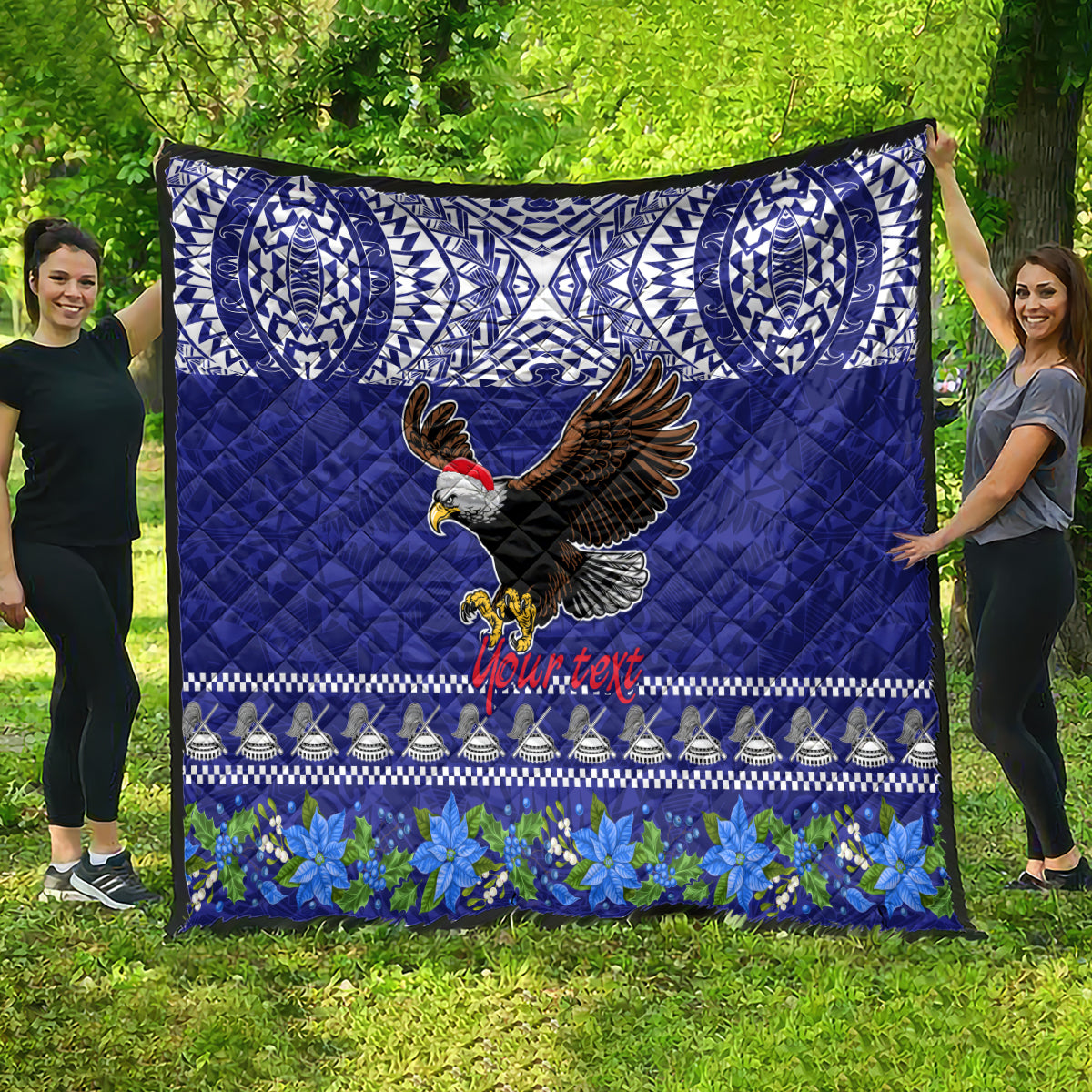 Personalised American Samoa Christmas Quilt Manuia le Kerisimasi Polynesian Tribal - Wonder Print Shop