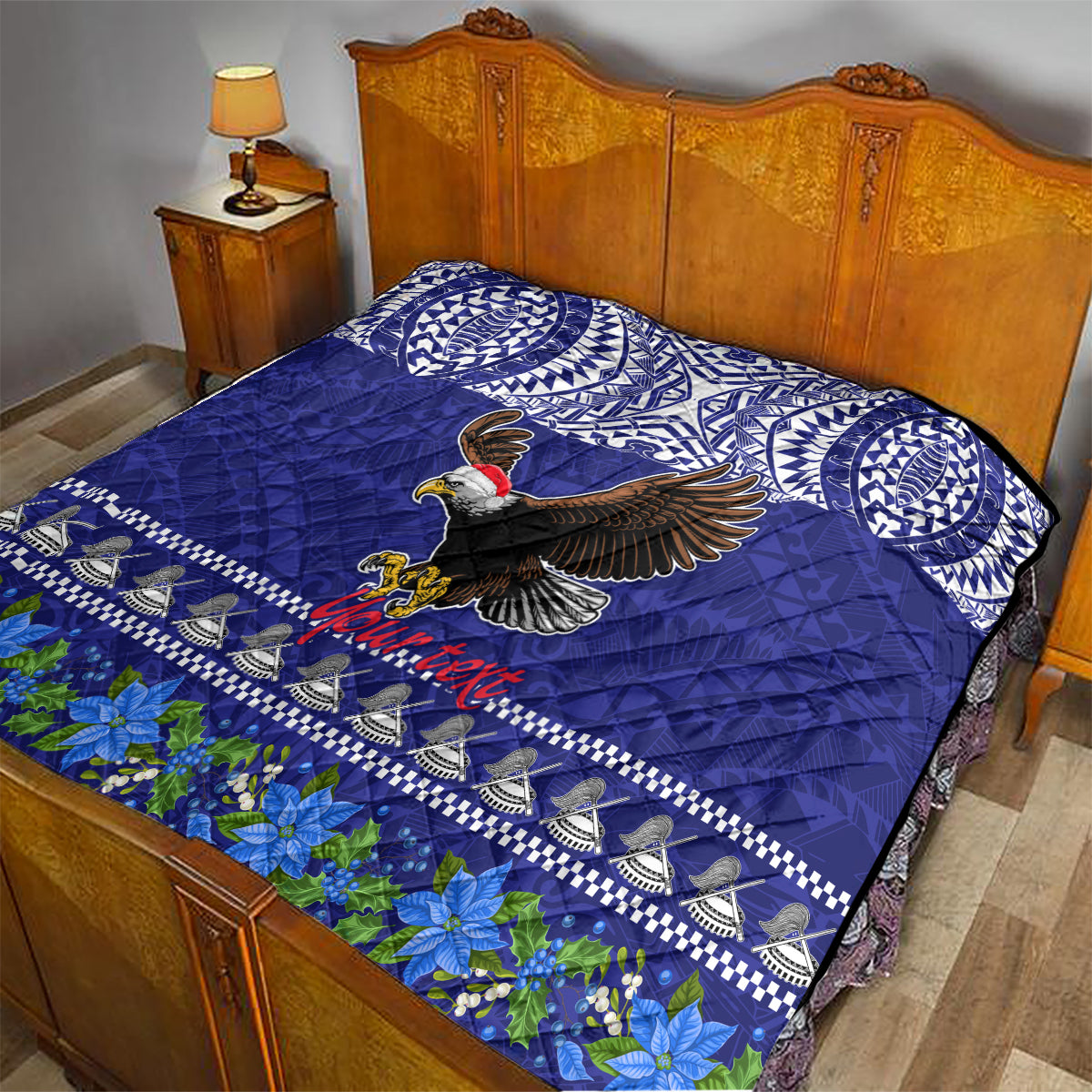 Personalised American Samoa Christmas Quilt Manuia le Kerisimasi Polynesian Tribal - Wonder Print Shop