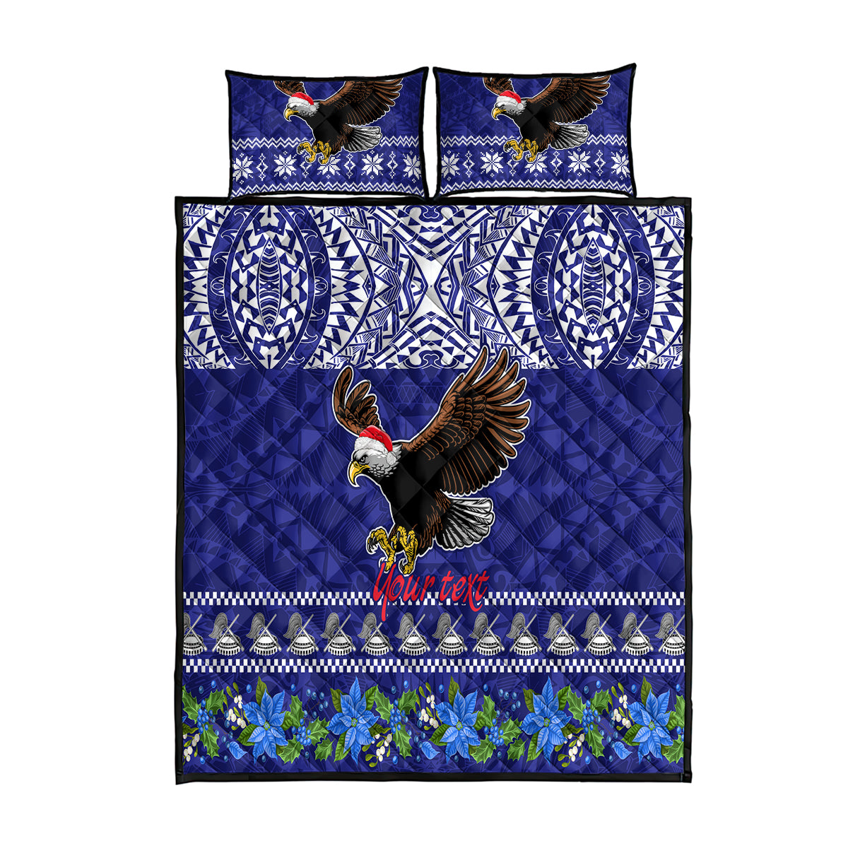 Personalised American Samoa Christmas Quilt Bed Set Manuia le Kerisimasi Polynesian Tribal - Wonder Print Shop