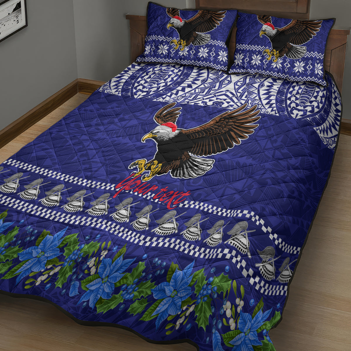 Personalised American Samoa Christmas Quilt Bed Set Manuia le Kerisimasi Polynesian Tribal - Wonder Print Shop
