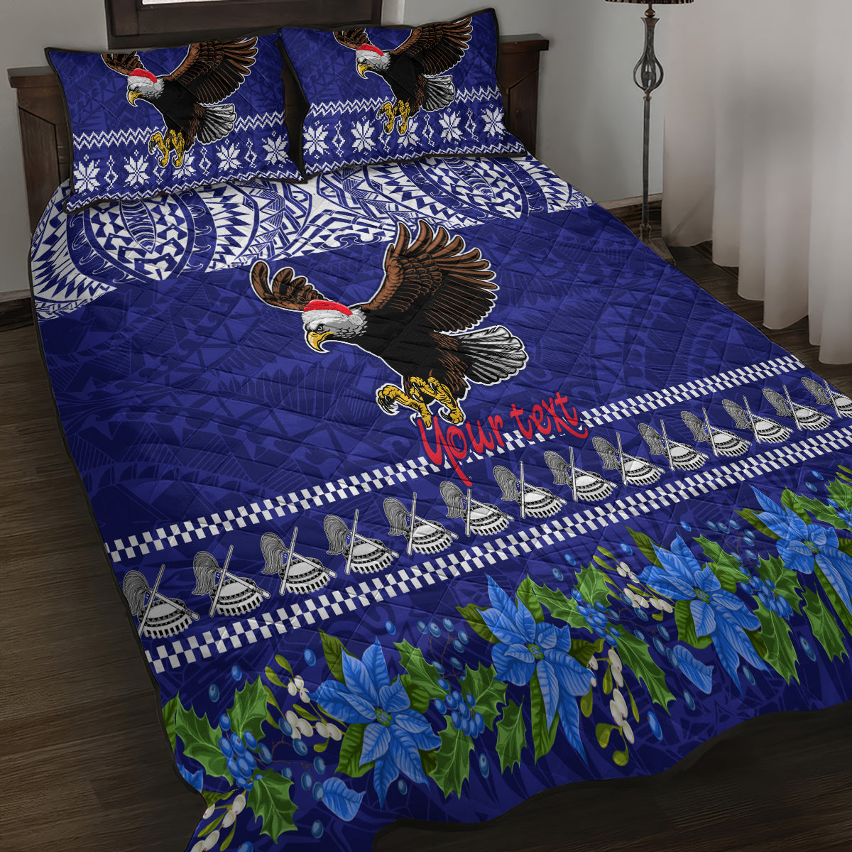 Personalised American Samoa Christmas Quilt Bed Set Manuia le Kerisimasi Polynesian Tribal - Wonder Print Shop