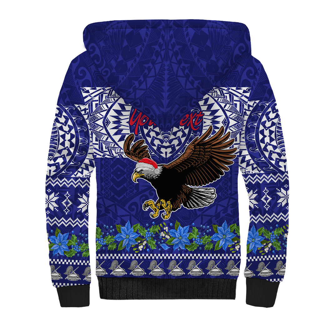 Personalised American Samoa Christmas Sherpa Hoodie Manuia le Kerisimasi Polynesian Tribal - Wonder Print Shop