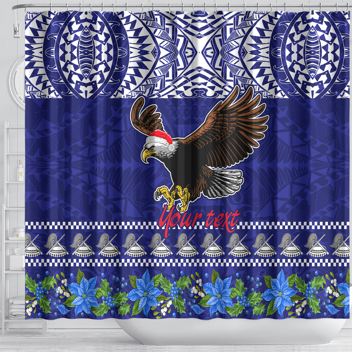 personalised-american-samoa-christmas-shower-curtain-manuia-le-kerisimasi-polynesian-tribal