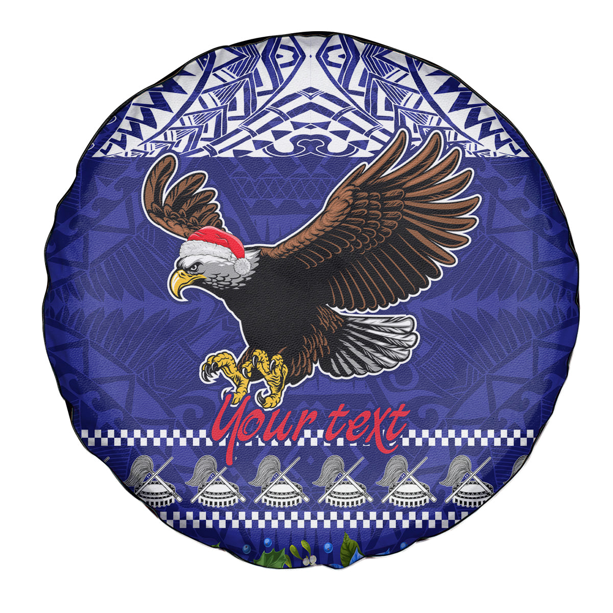 Personalised American Samoa Christmas Spare Tire Cover Manuia le Kerisimasi Polynesian Tribal - Wonder Print Shop
