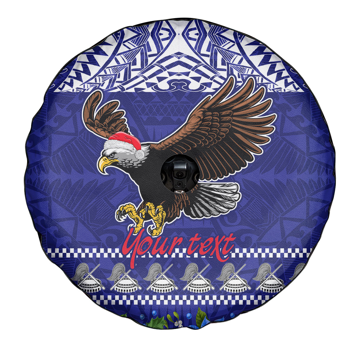 Personalised American Samoa Christmas Spare Tire Cover Manuia le Kerisimasi Polynesian Tribal - Wonder Print Shop