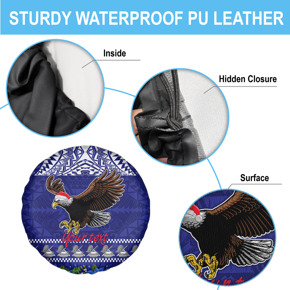 Personalised American Samoa Christmas Spare Tire Cover Manuia le Kerisimasi Polynesian Tribal - Wonder Print Shop