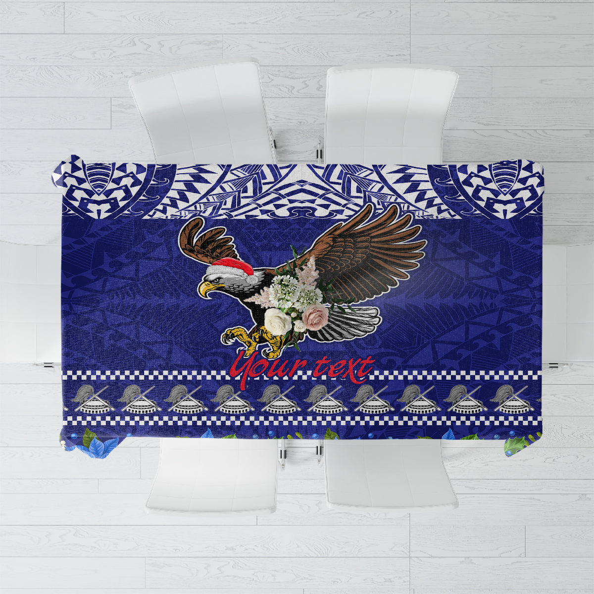 Personalised American Samoa Christmas Tablecloth Manuia le Kerisimasi Polynesian Tribal - Wonder Print Shop