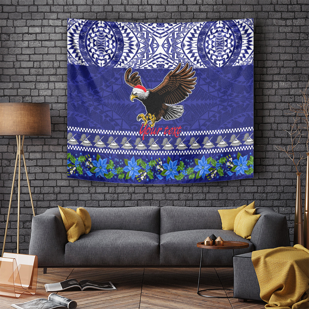 Personalised American Samoa Christmas Tapestry Manuia le Kerisimasi Polynesian Tribal - Wonder Print Shop