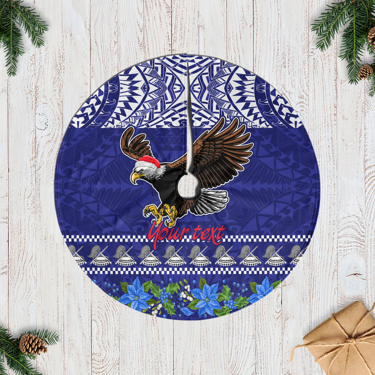 Personalised American Samoa Christmas Tree Skirt Manuia le Kerisimasi Polynesian Tribal - Wonder Print Shop