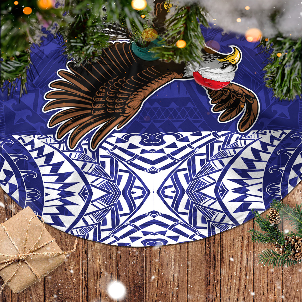 Personalised American Samoa Christmas Tree Skirt Manuia le Kerisimasi Polynesian Tribal - Wonder Print Shop