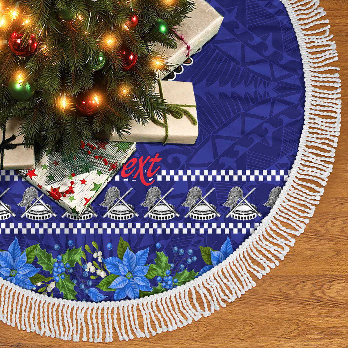 Personalised American Samoa Christmas Tree Skirt Manuia le Kerisimasi Polynesian Tribal - Wonder Print Shop