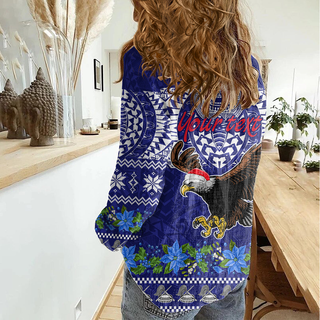 Personalised American Samoa Christmas Women Casual Shirt Manuia le Kerisimasi Polynesian Tribal - Wonder Print Shop