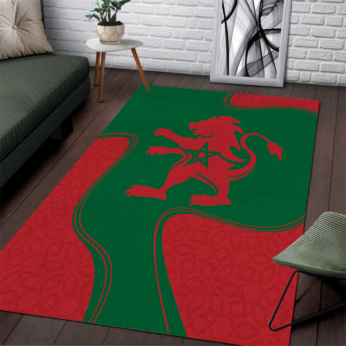 Morocco Proclamation Day With Flag Color Area Rug LT9 - Wonder Print Shop