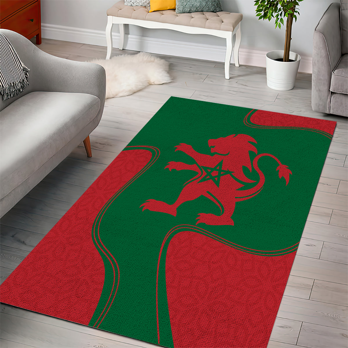 Morocco Proclamation Day With Flag Color Area Rug LT9 - Wonder Print Shop