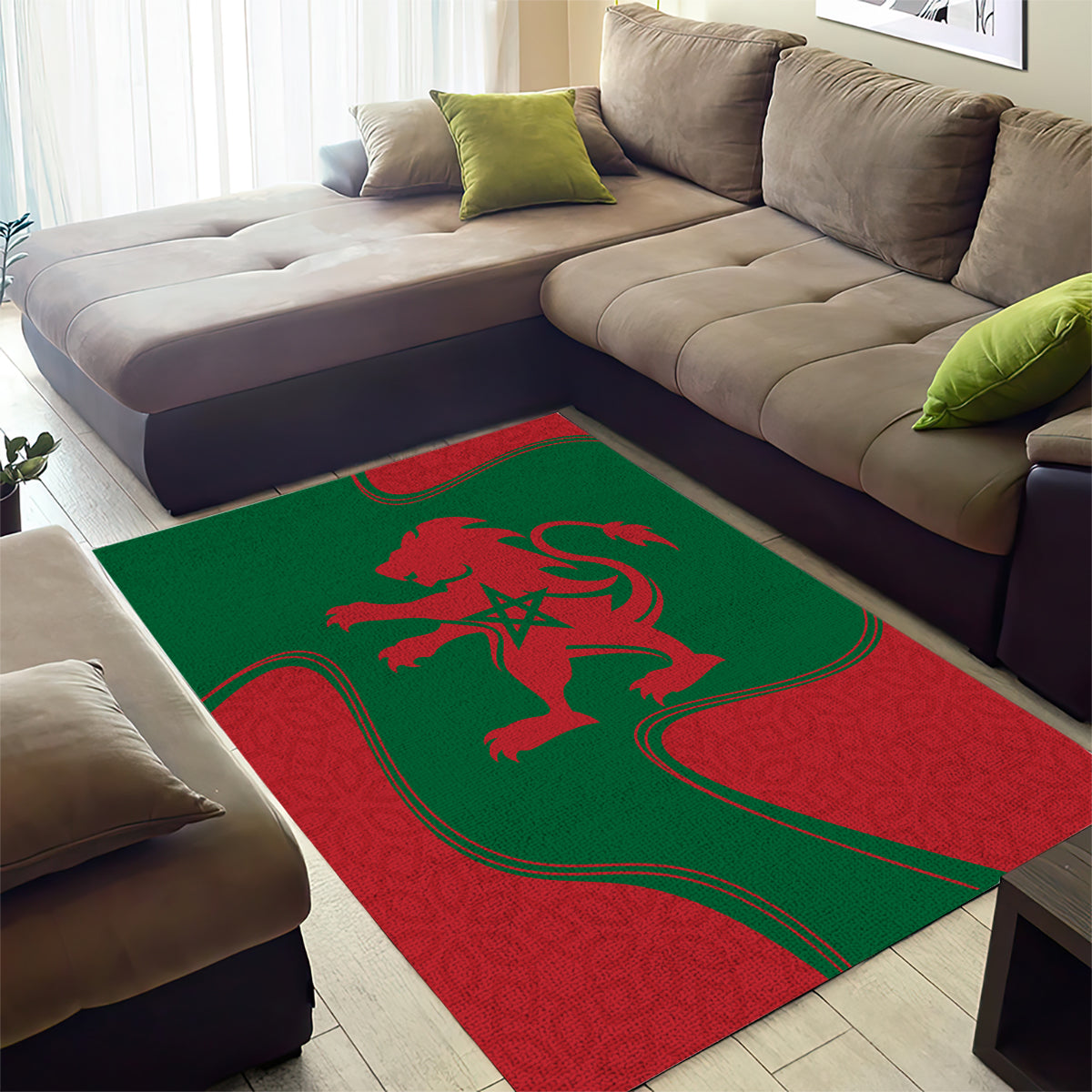 Morocco Proclamation Day With Flag Color Area Rug LT9 - Wonder Print Shop