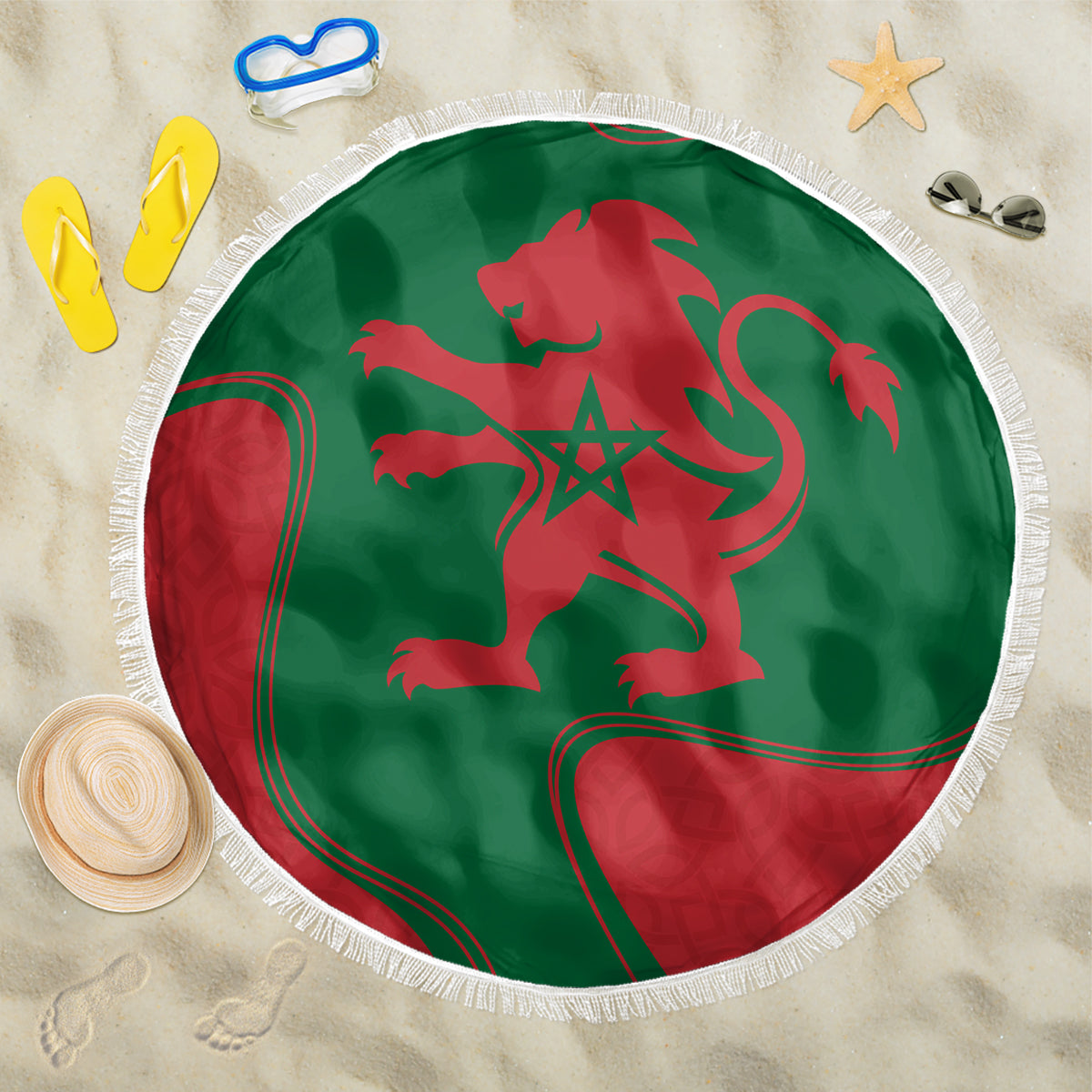 Morocco Proclamation Day With Flag Color Beach Blanket LT9 - Wonder Print Shop