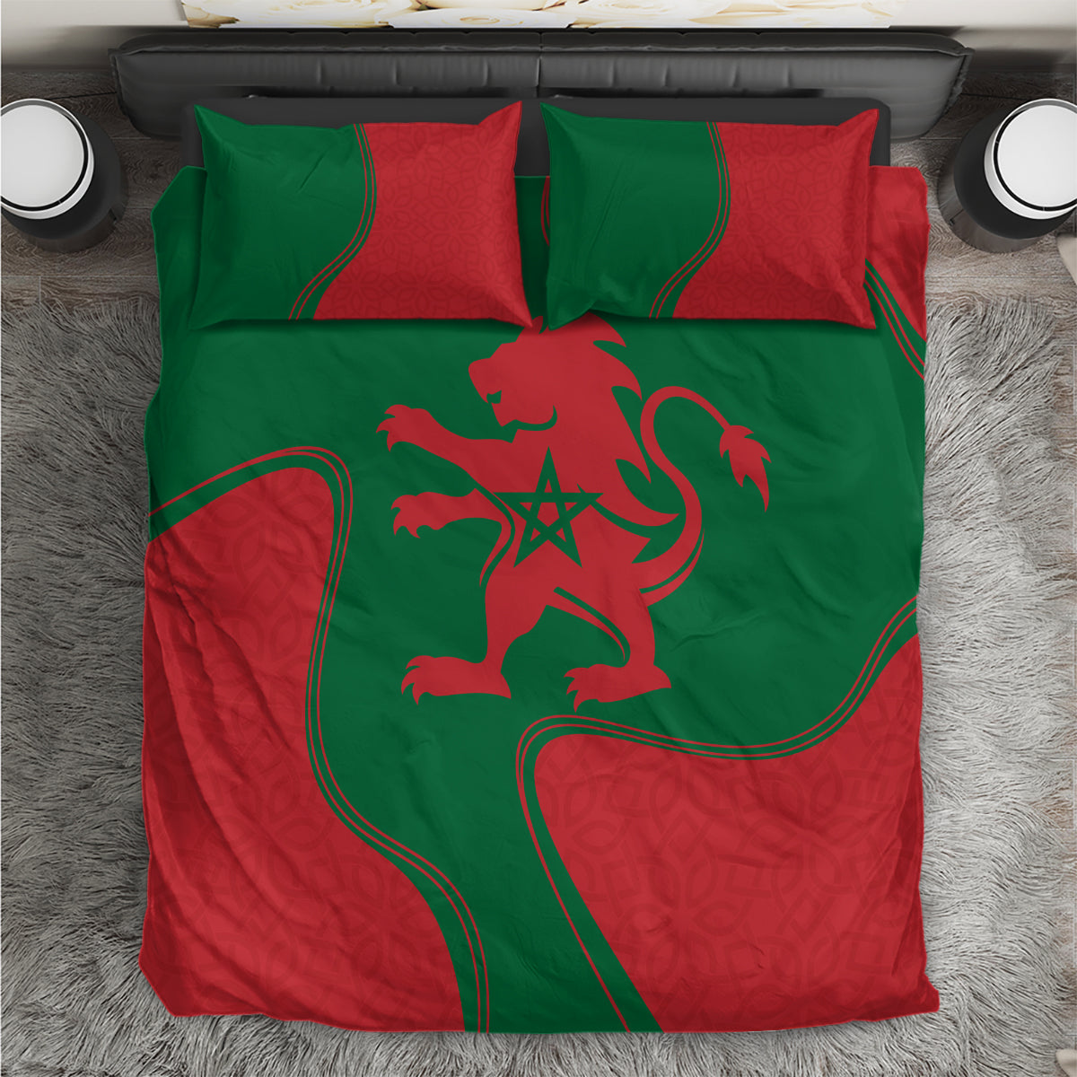 Morocco Proclamation Day With Flag Color Bedding Set LT9 - Wonder Print Shop