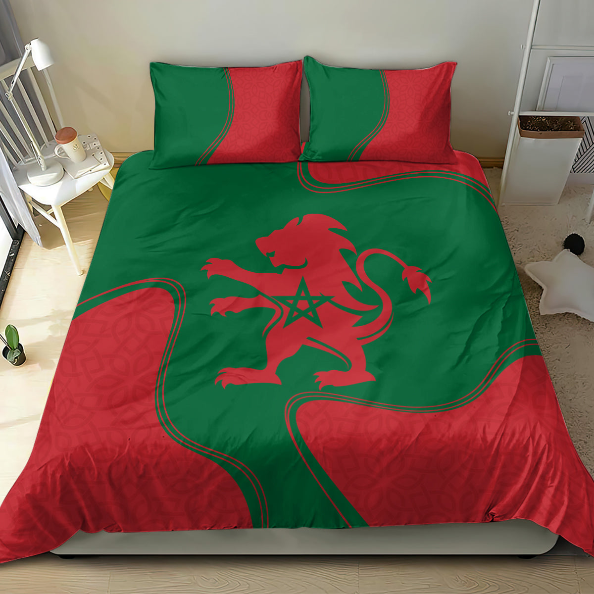 Morocco Proclamation Day With Flag Color Bedding Set LT9 - Wonder Print Shop