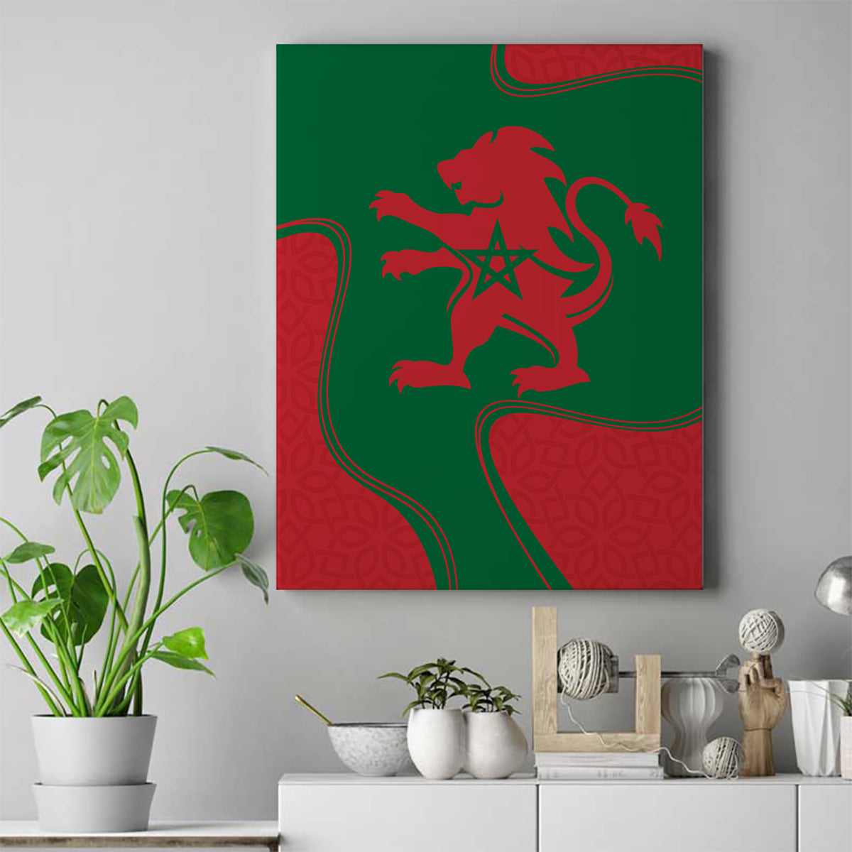 Morocco Proclamation Day With Flag Color Canvas Wall Art LT9 - Wonder Print Shop