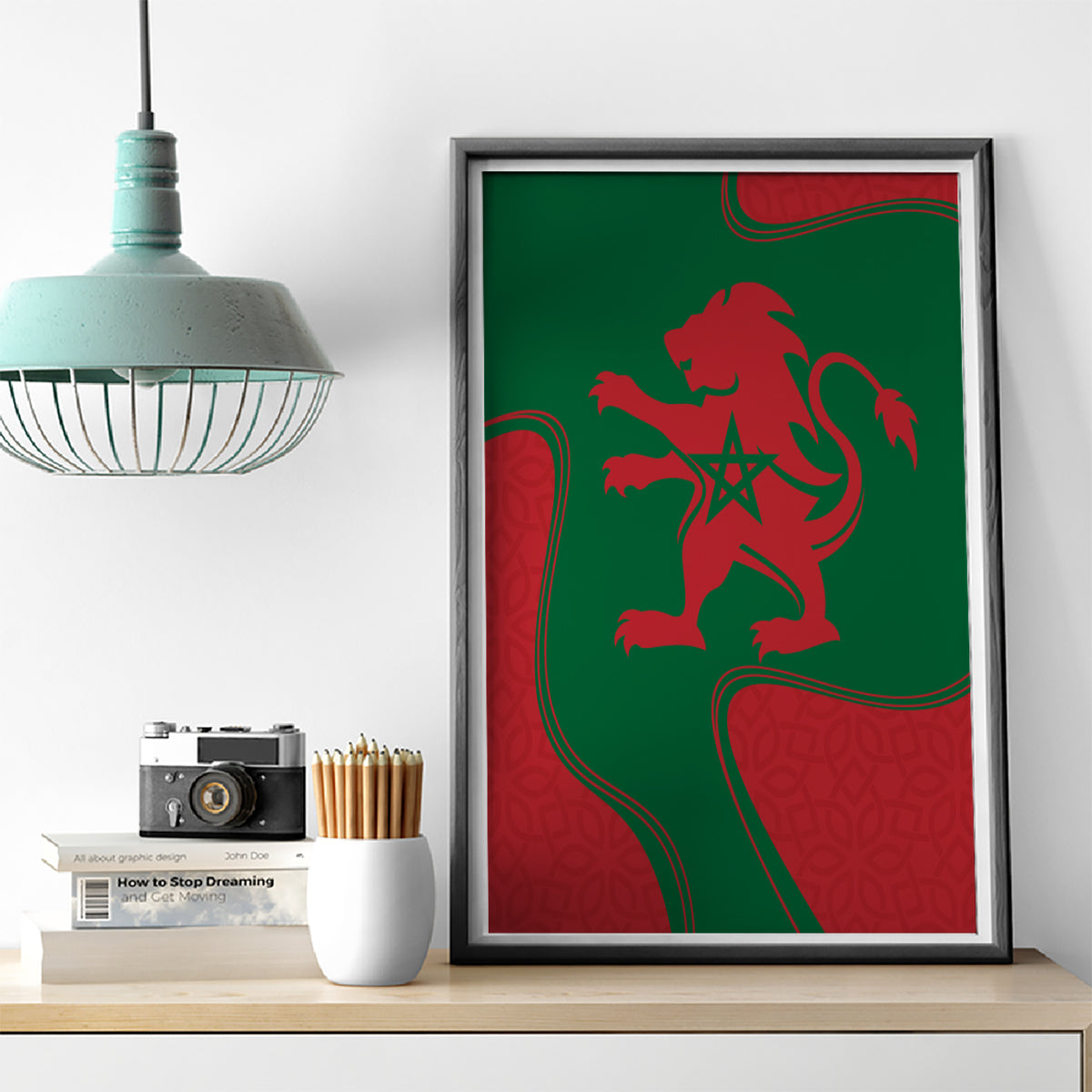 Morocco Proclamation Day With Flag Color Canvas Wall Art LT9 - Wonder Print Shop