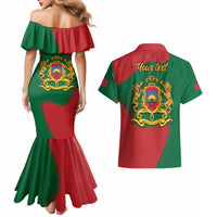 Morocco Proclamation Day With Flag Color Couples Matching Mermaid Dress and Hawaiian Shirt LT9 - Wonder Print Shop
