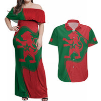 Morocco Proclamation Day With Flag Color Couples Matching Off Shoulder Maxi Dress and Hawaiian Shirt LT9 - Wonder Print Shop