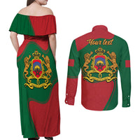 Morocco Proclamation Day With Flag Color Couples Matching Off Shoulder Maxi Dress and Long Sleeve Button Shirt LT9 - Wonder Print Shop