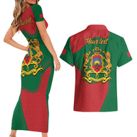 Morocco Proclamation Day With Flag Color Couples Matching Short Sleeve Bodycon Dress and Hawaiian Shirt LT9 - Wonder Print Shop