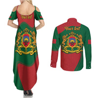 Morocco Proclamation Day With Flag Color Couples Matching Summer Maxi Dress and Long Sleeve Button Shirt LT9 - Wonder Print Shop
