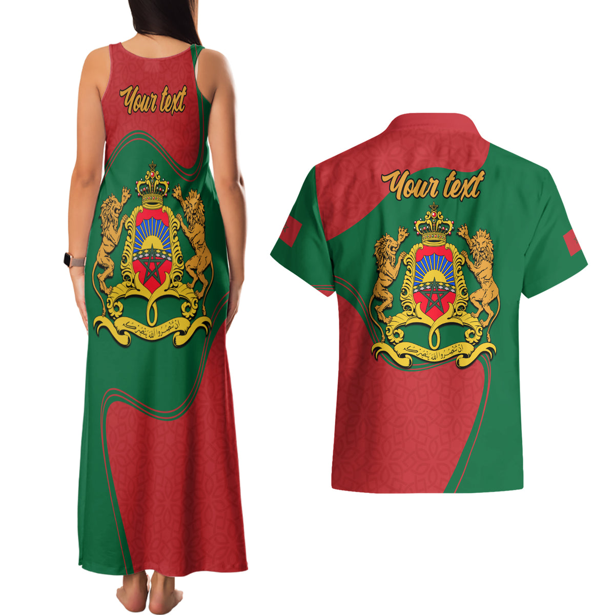 Morocco Proclamation Day With Flag Color Couples Matching Tank Maxi Dress and Hawaiian Shirt LT9 - Wonder Print Shop
