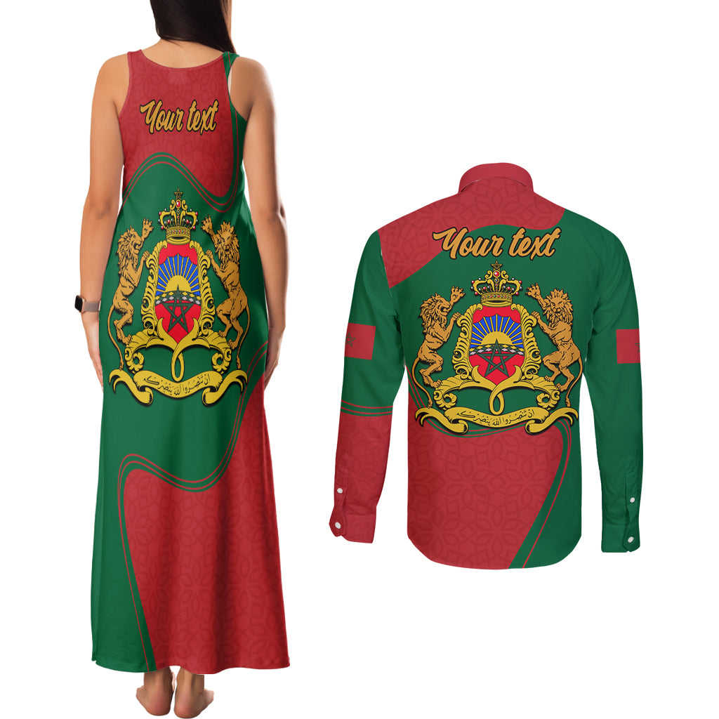 Morocco Proclamation Day With Flag Color Couples Matching Tank Maxi Dress and Long Sleeve Button Shirt LT9 - Wonder Print Shop