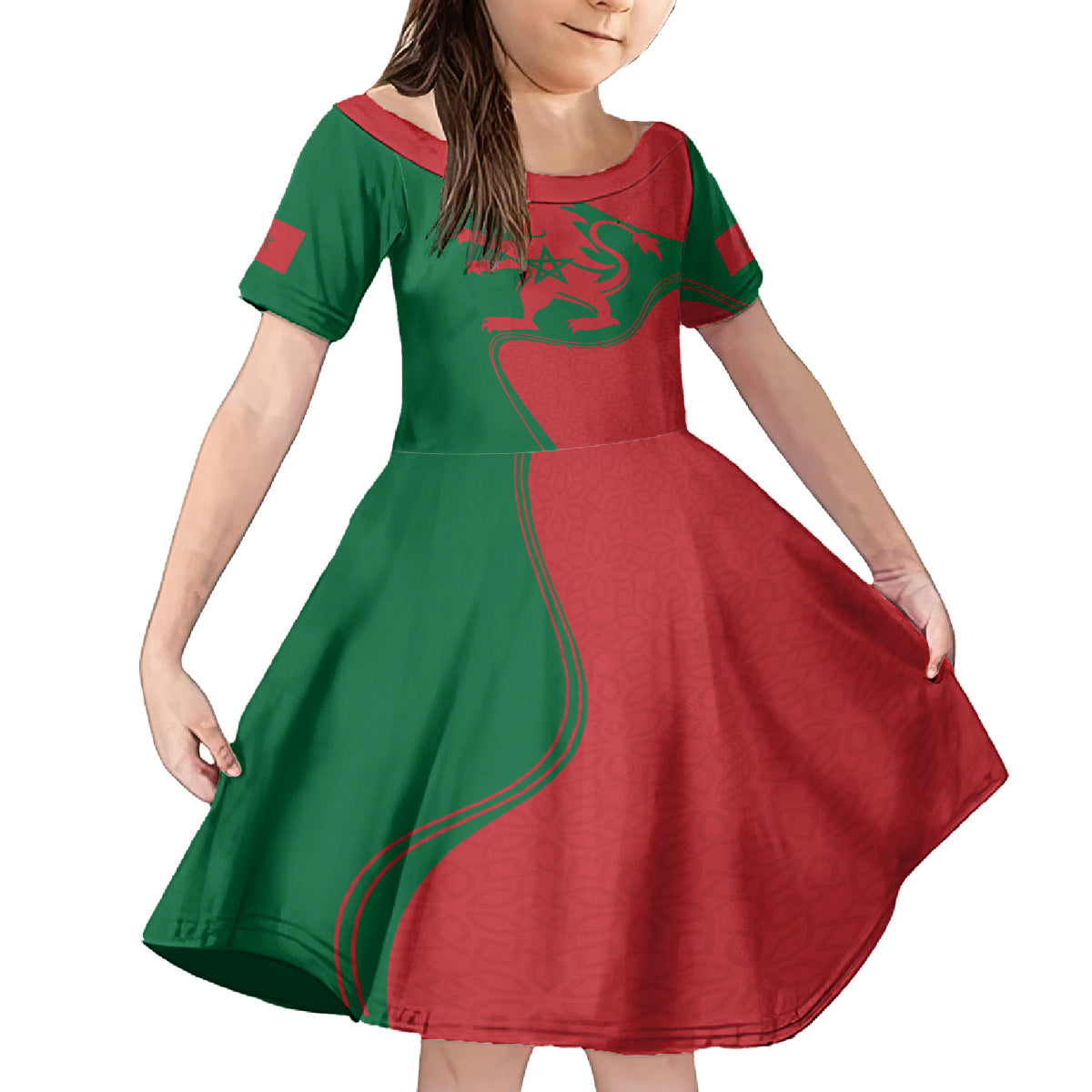 Morocco Proclamation Day With Flag Color Family Matching Long Sleeve Bodycon Dress and Hawaiian Shirt LT9 - Wonder Print Shop