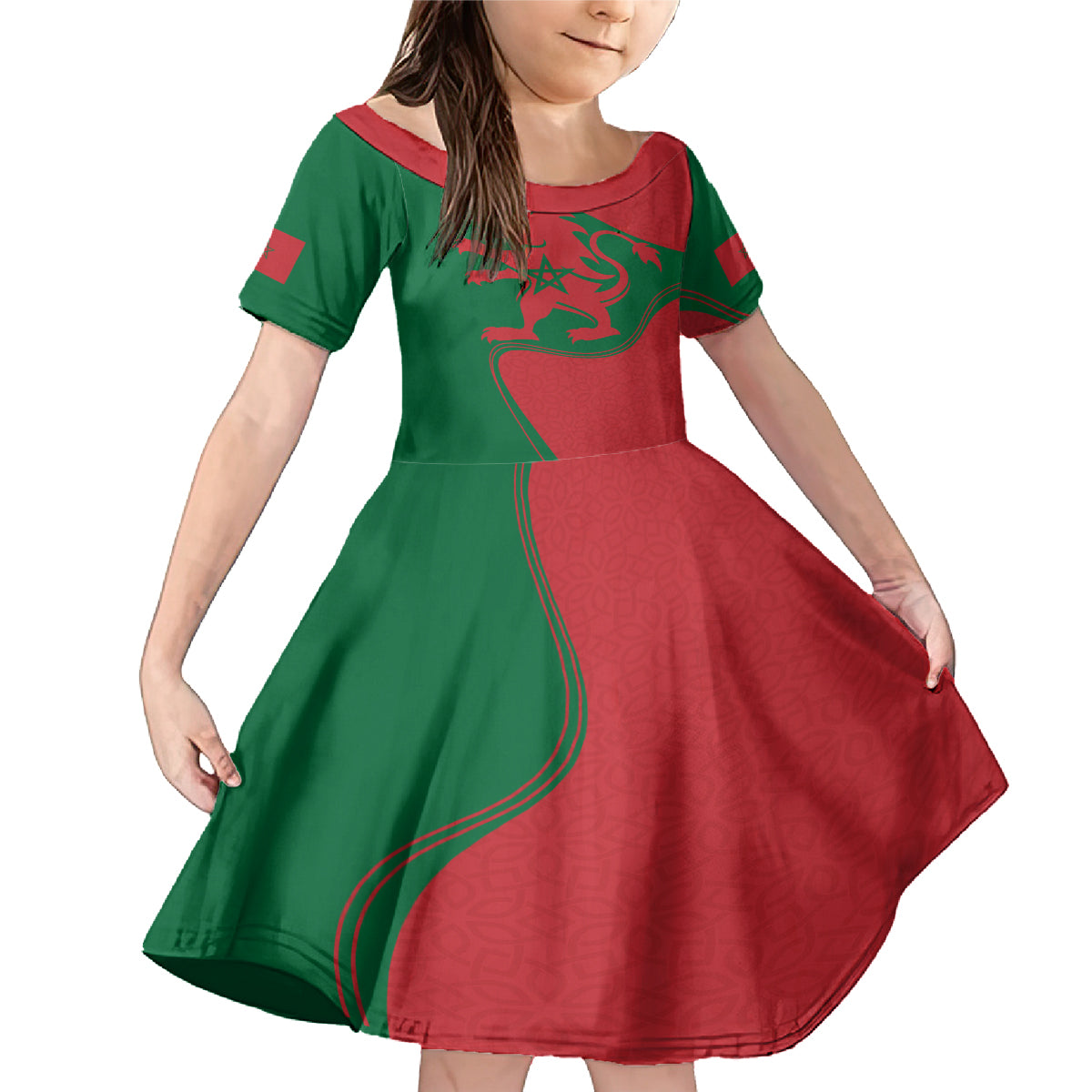 Morocco Proclamation Day With Flag Color Family Matching Mermaid Dress and Hawaiian Shirt LT9 - Wonder Print Shop