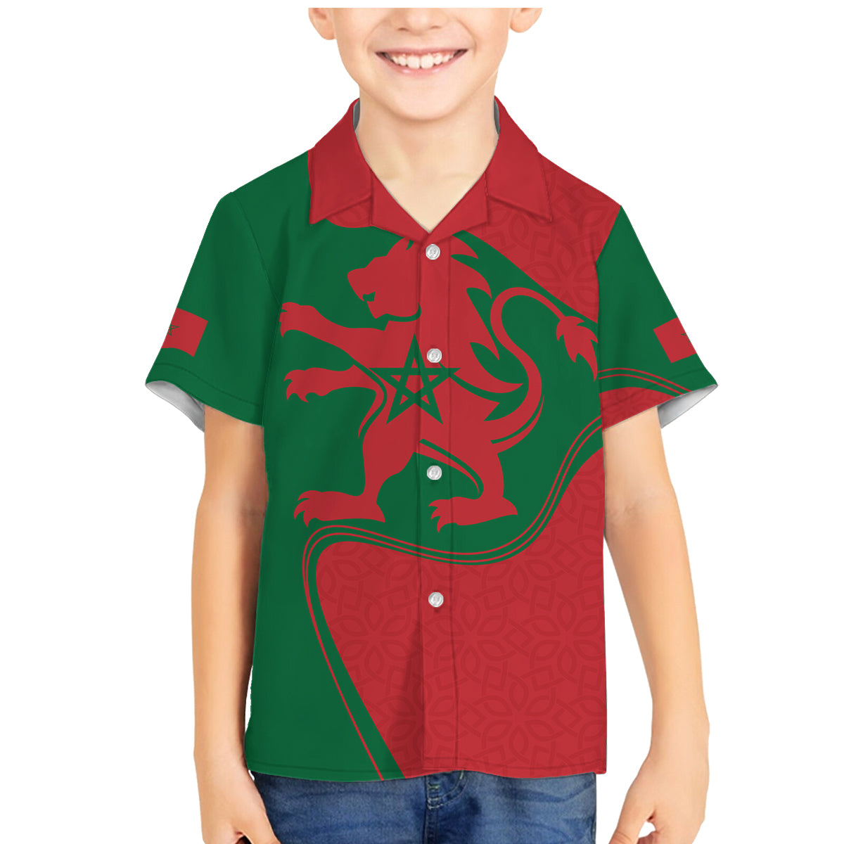 Morocco Proclamation Day With Flag Color Family Matching Mermaid Dress and Hawaiian Shirt LT9 - Wonder Print Shop