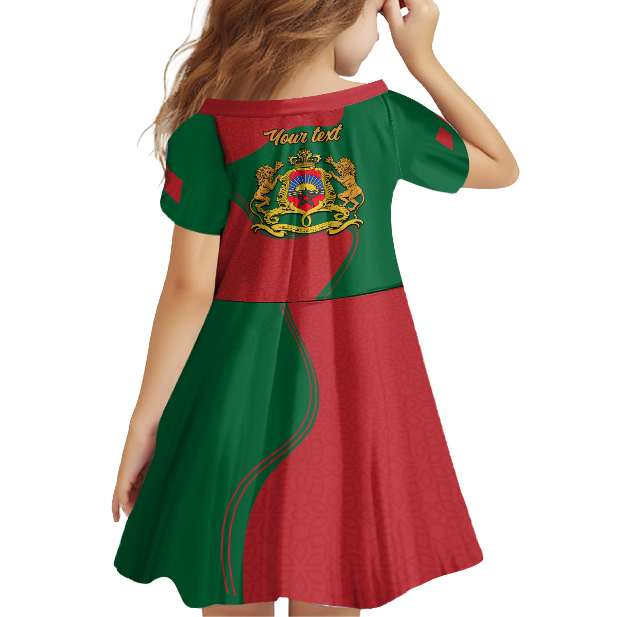 Morocco Proclamation Day With Flag Color Family Matching Off Shoulder Long Sleeve Dress and Hawaiian Shirt - Wonder Print Shop