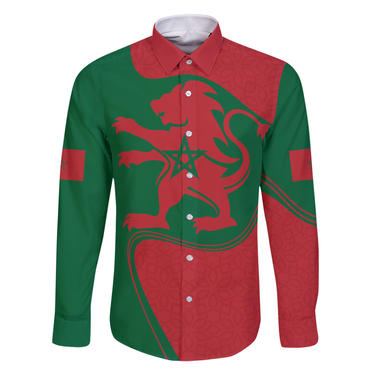 Morocco Proclamation Day With Flag Color Family Matching Off Shoulder Long Sleeve Dress and Hawaiian Shirt - Wonder Print Shop