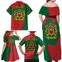 Morocco Proclamation Day With Flag Color Family Matching Off Shoulder Maxi Dress and Hawaiian Shirt LT9 - Wonder Print Shop
