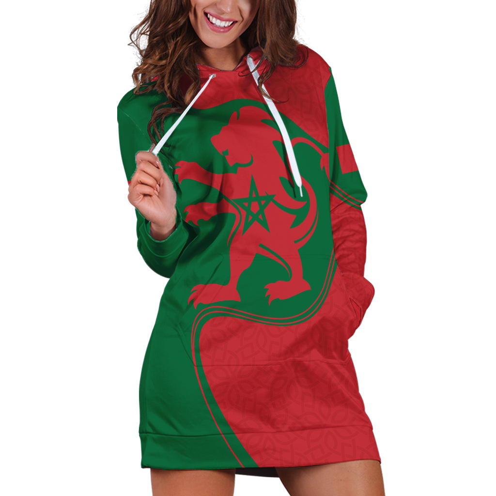 Morocco Proclamation Day With Flag Color Hoodie Dress - Wonder Print Shop