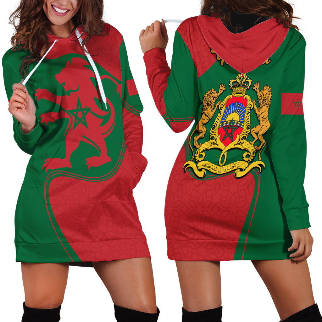 Morocco Proclamation Day With Flag Color Hoodie Dress - Wonder Print Shop