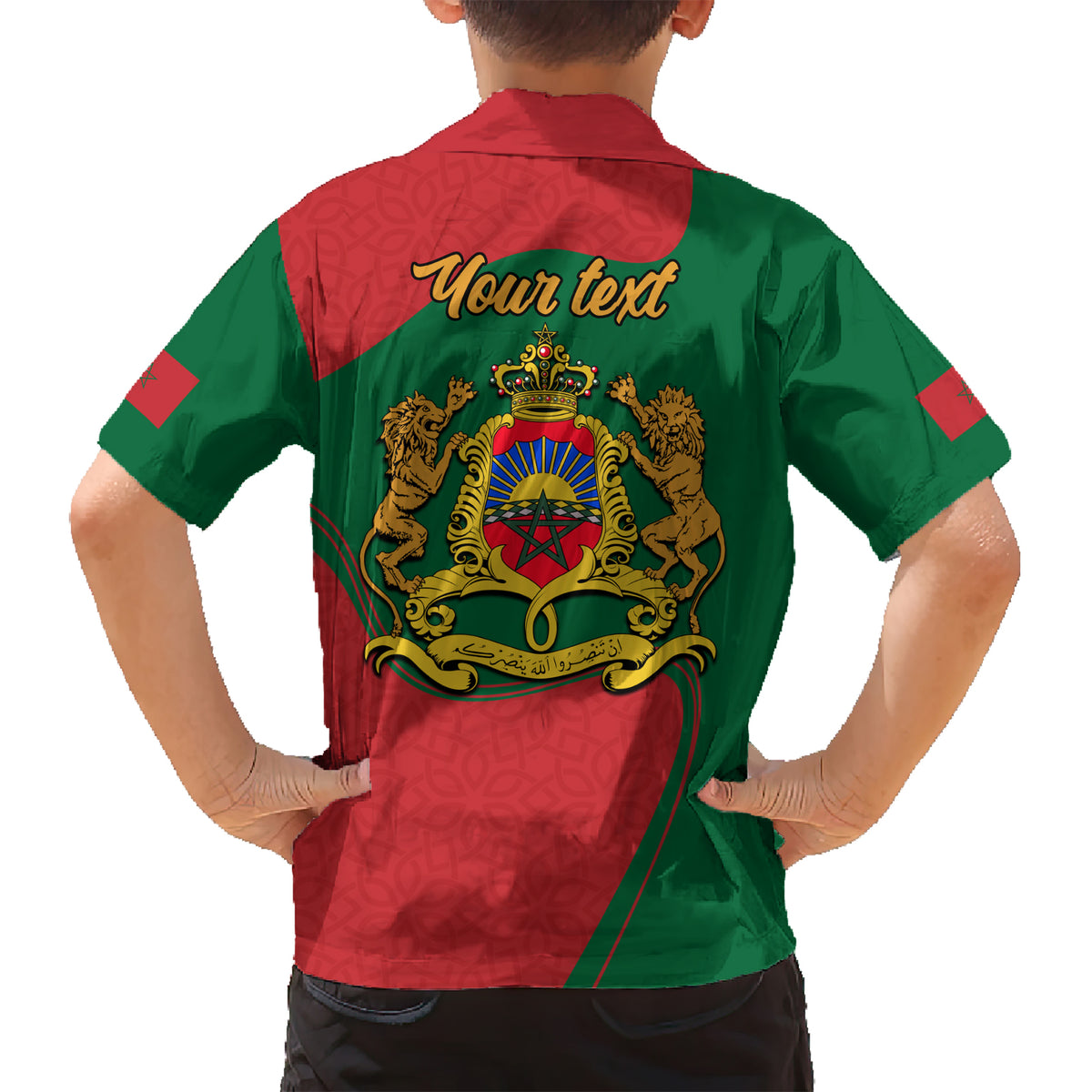 Morocco Proclamation Day With Flag Color Kid Hawaiian Shirt - Wonder Print Shop