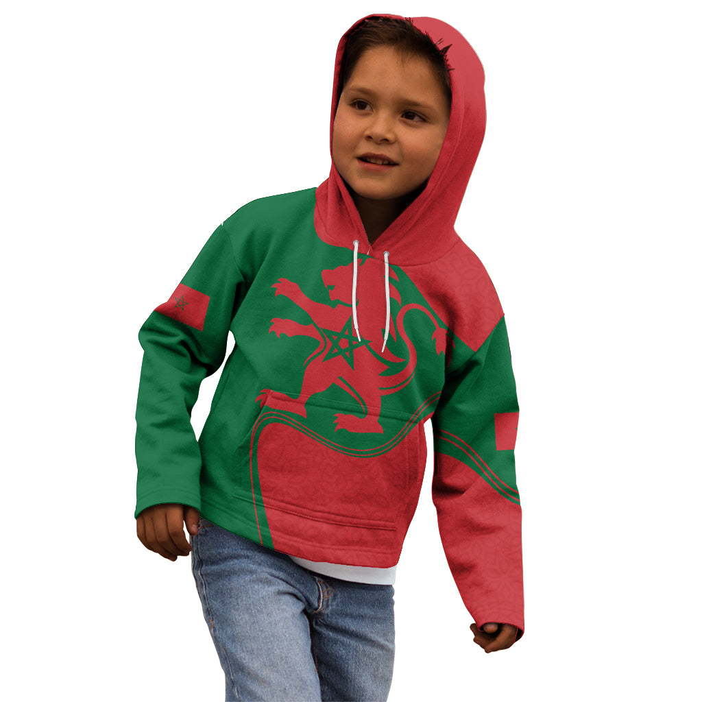 Morocco Proclamation Day With Flag Color Kid Hoodie - Wonder Print Shop