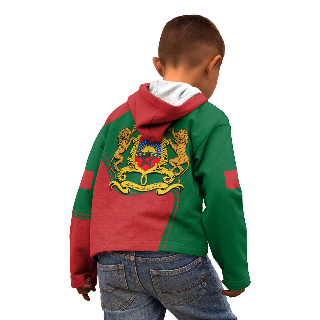 Morocco Proclamation Day With Flag Color Kid Hoodie - Wonder Print Shop