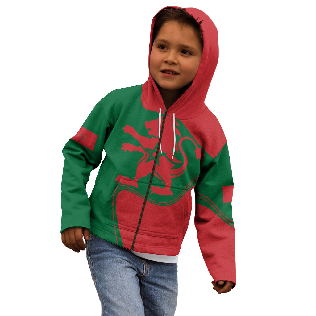 Morocco Proclamation Day With Flag Color Kid Hoodie - Wonder Print Shop